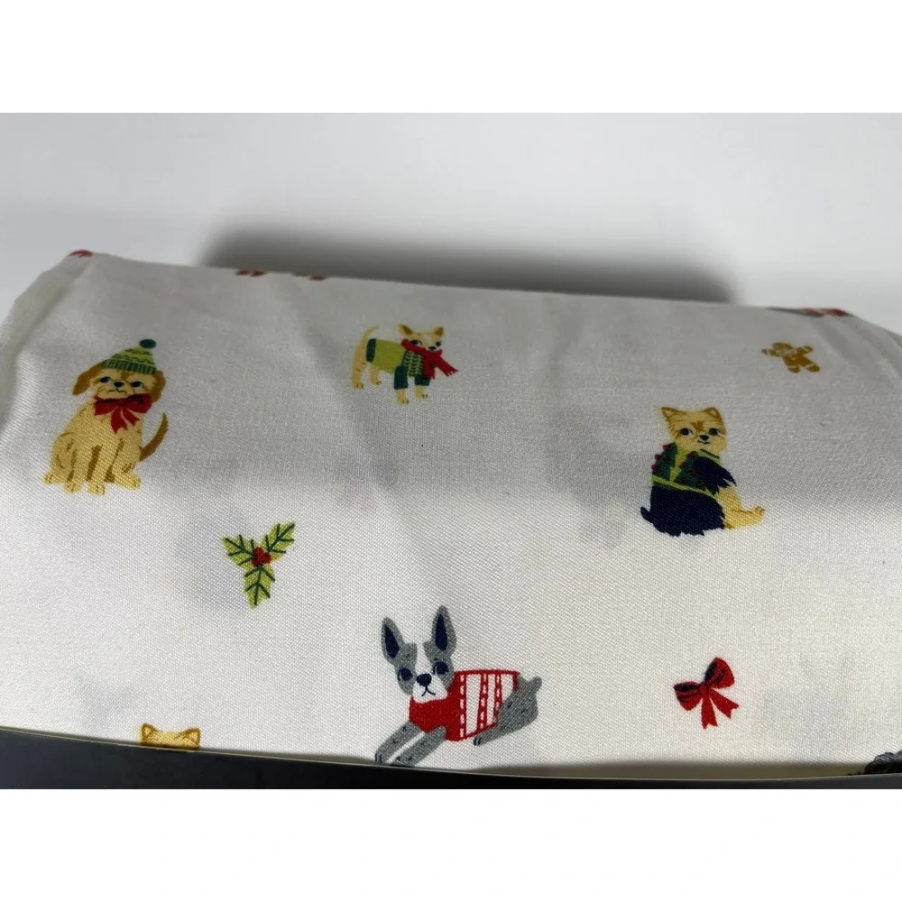Cuddl Duds King Sheet Set Soft & Cozy Microfiber Christmas Dogs Cats White NEW